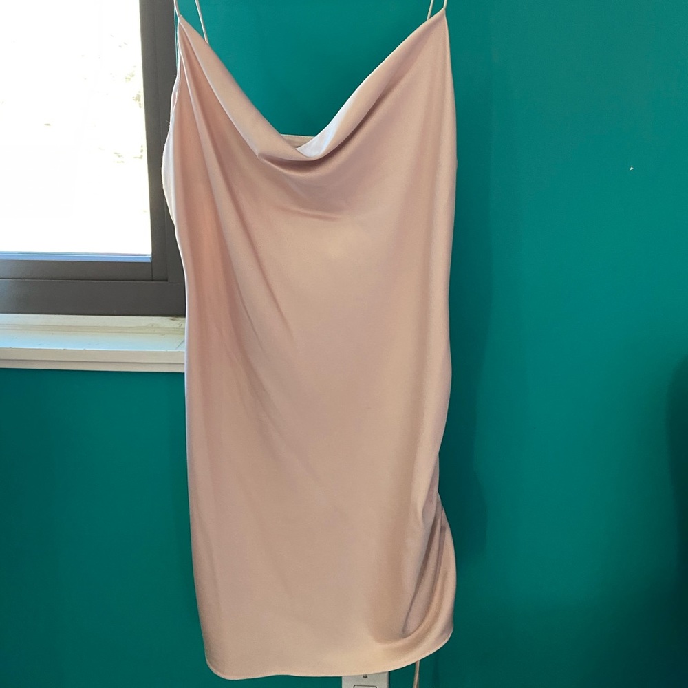 Baby pink ruched dress